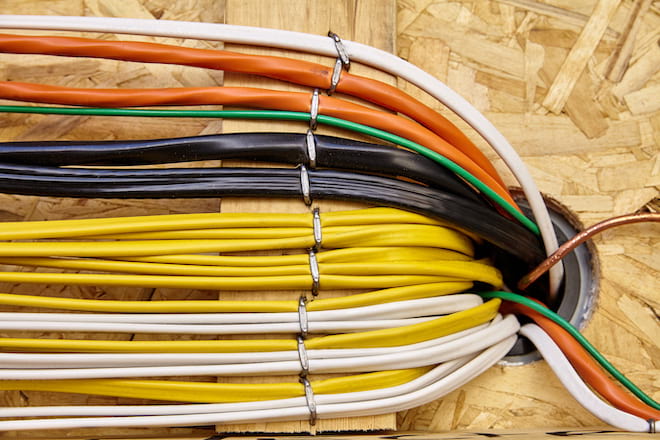 New cables laid out during a full house rewire