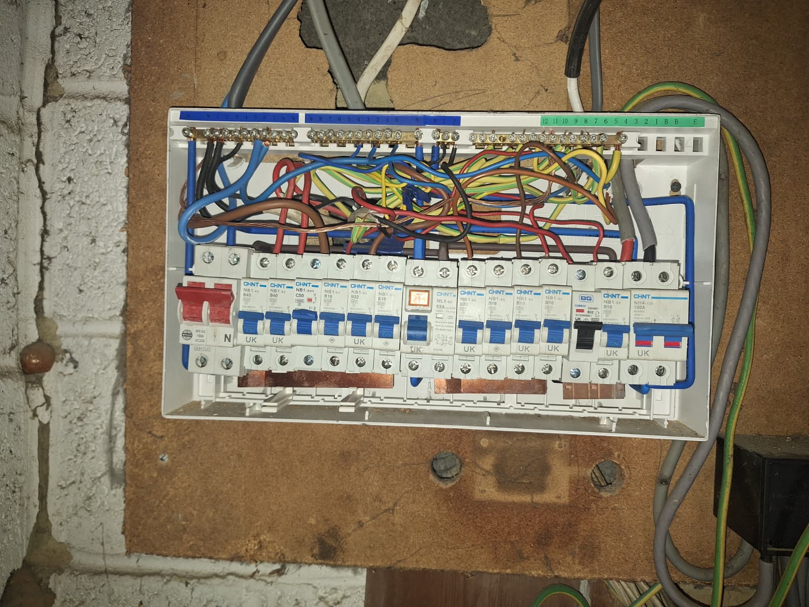 Consumer unit wiring being upgraded